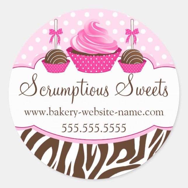Cake Pops Cupcake Bakery Box Seals (Front)