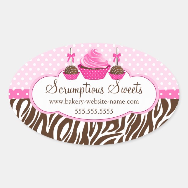 Cake Pops Cupcake Bakery Box Seals (Front)