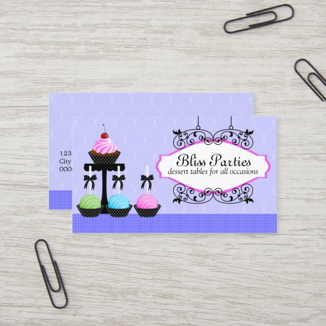 Cake Pops Dessert Tables Business Card (Front/Back In Situ)