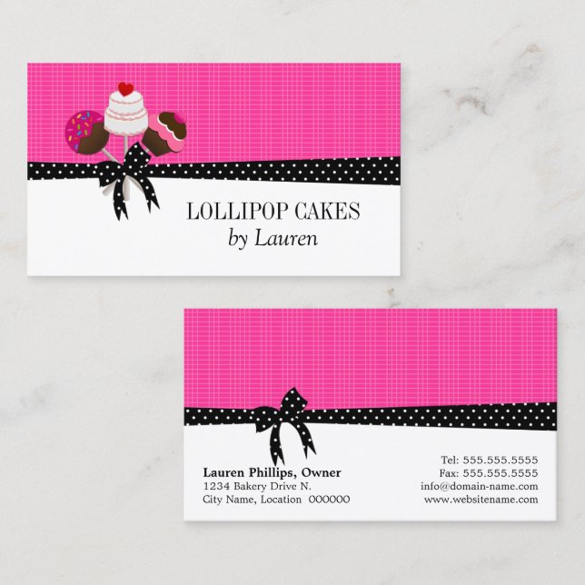 Cake Pops Hot Pink Business Card (Front/Back)