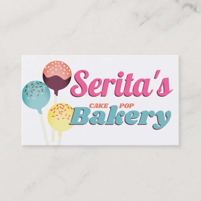 Cake pops sprinkles baking bakery confections business card (Front)