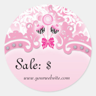 Cake Pops Sticker Price Tag Sale Zebra Pink