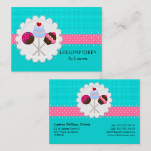 Cake Pops Turquoise Pink Ribbon Business Card