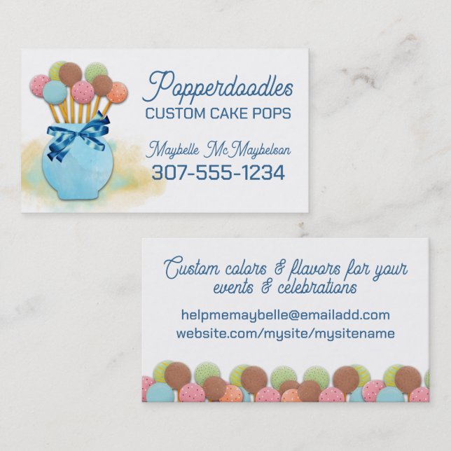 Cake pops wedding event baking bakery confections business card (Front/Back)