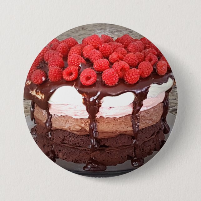 Cake Raspberry Chocolate Strawberry Vanilla Cakes  3 Inch Round Button (Front)