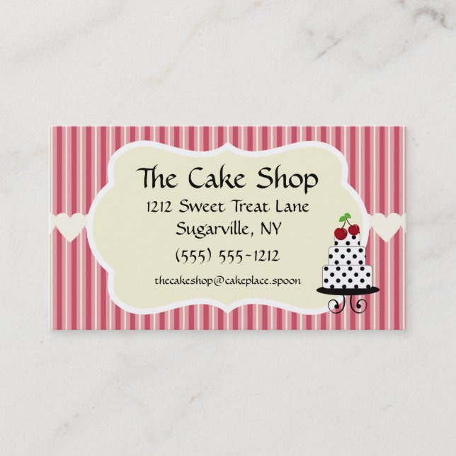 Cake Shop Baker boulangerie Cartes de visite (Devant)
