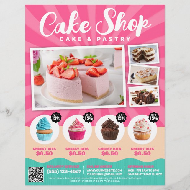Cake Shop / Bakery / Confectionery - (Template) Flyer (Front)