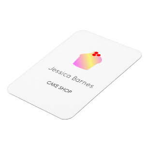 Cake shop cupcake silhouette white magnet