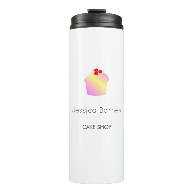 Cake shop cupcake silhouette white thermal tumbler (Front)