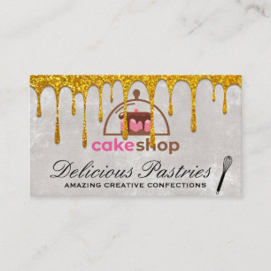 Cake Shop Gold Drip Whisk Business Card