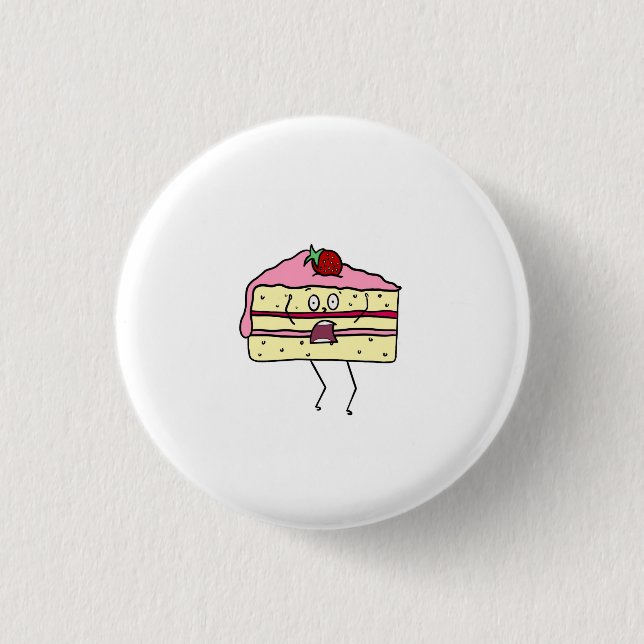 Cake slice, cake themed 1 inch round button (Front)