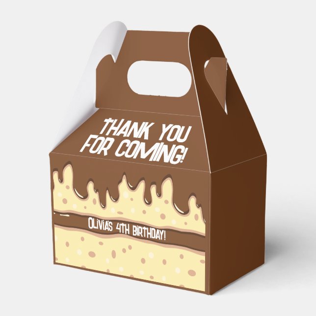 Cake slice cartoon sweet kids birthday party favor box (Front Side)