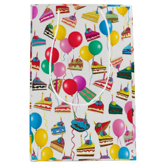 " CAKE SLICES AND BALLOONS " MEDIUM GIFT BAG