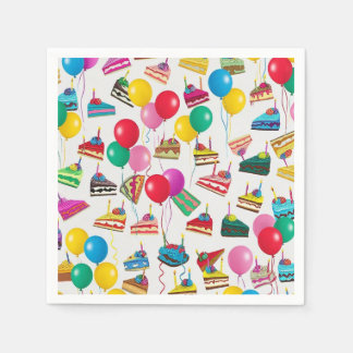 " CAKE SLICES AND BALLOONS " NAPKIN