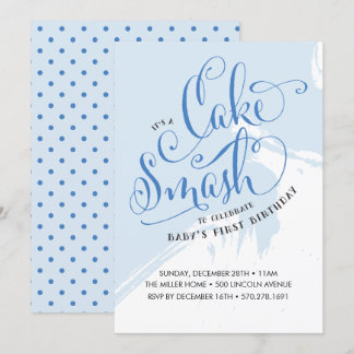 Cake Smash Birthday Invitation, Boy Card