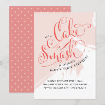 Cake Smash Birthday Invitation, Girl Card