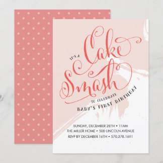 Cake Smash Birthday Invitation, Girl Card