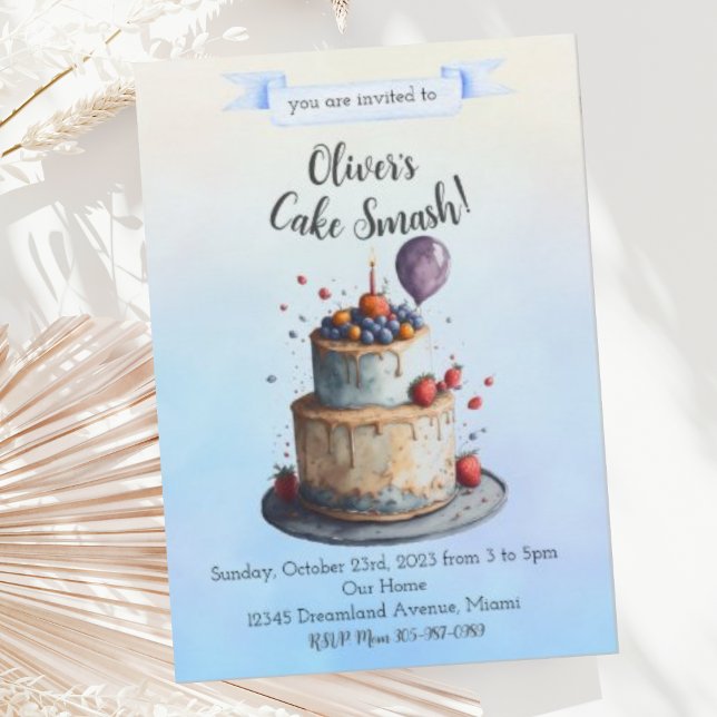 Cake Smash Invitation fête d'anniversaire (Créateur téléchargé)