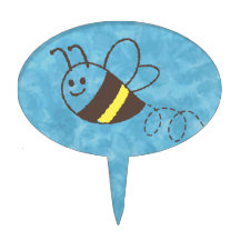 Cute Little Bee Flying Blue Aquarelle Baby shower