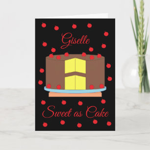 Cake with Cherries: Black Blank Card