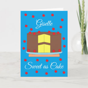 Cake with Cherries:  Blue-green Blank Card