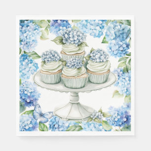 Cake with Hydrangea Flowers Napkin