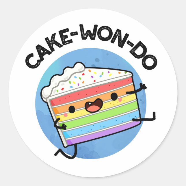 Cake-won-do Funny Taekwondo Cake Pun  Classic Round Sticker (Front)