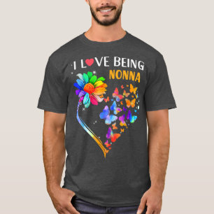 Cakemaza I Love Being Nonna Sunflower Colourful He T-Shirt