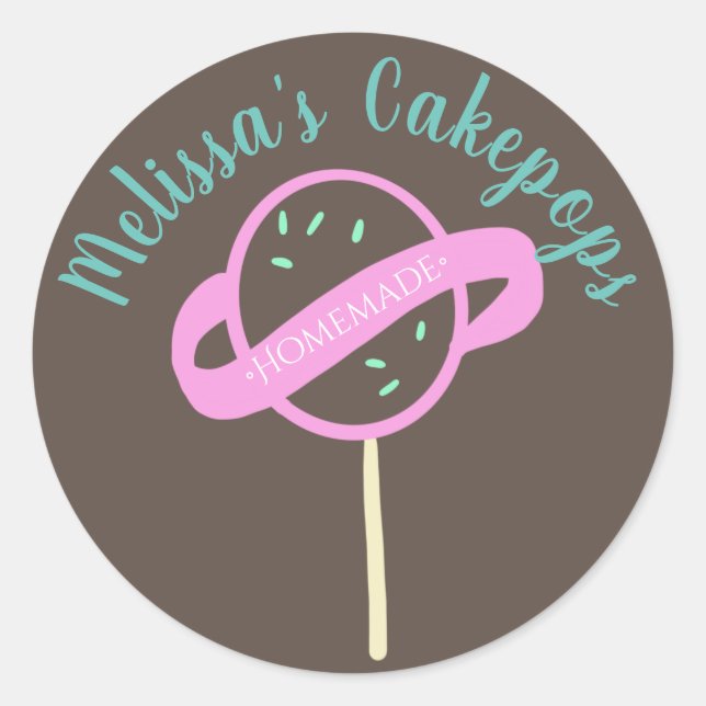 Cakepop Logo Banner Homemade Bakery Swirls Classic Round Sticker (Front)
