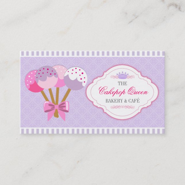 Cakepop Queen Bakery Lavender and Fuchsia Business Card (Front)