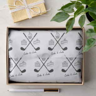 'Cakes And Clubs' Golf Themed Birthday Black White Tissue Paper