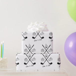 'Cakes And Clubs' Golf Themed Birthdays Party Gift Wrapping Paper