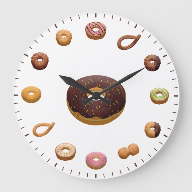Cakes and Doughnuts Themed Large Clock (Front)