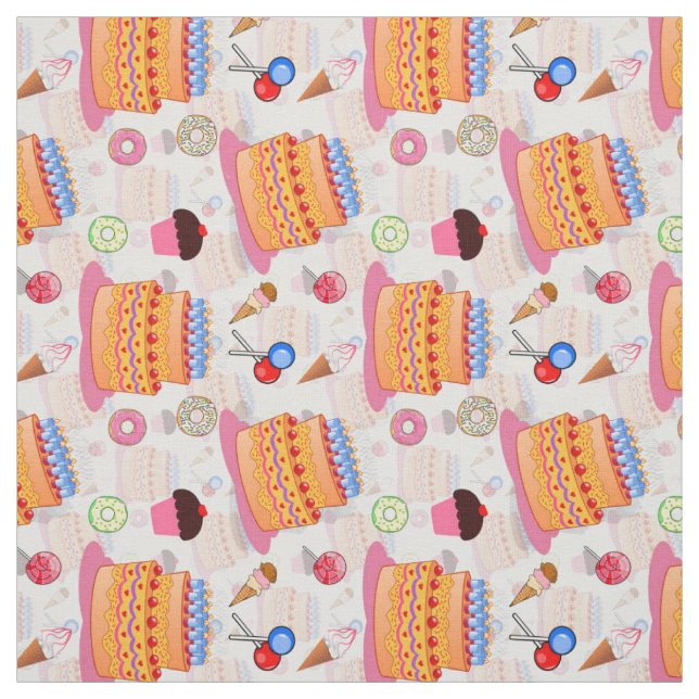 Cakes And Pastries White Fabric (Swatch)