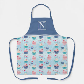 Cakes, Candles and Strawberries Customized Initial Apron