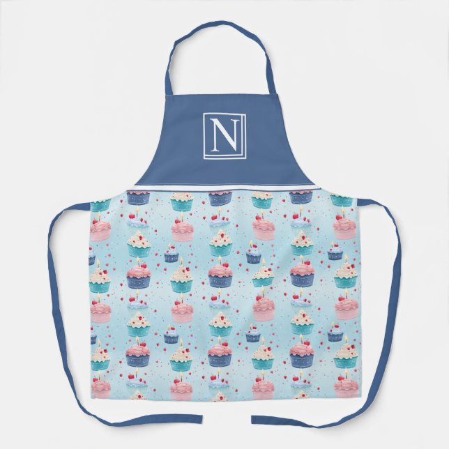 Cakes, Candles and Strawberries Customized Initial Apron (Front)