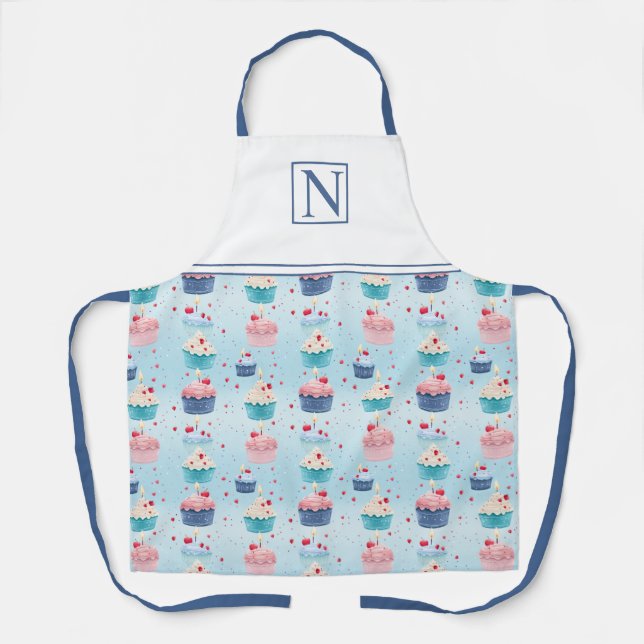 Cakes, Candles and Strawberries Customized Initial Apron (Front)