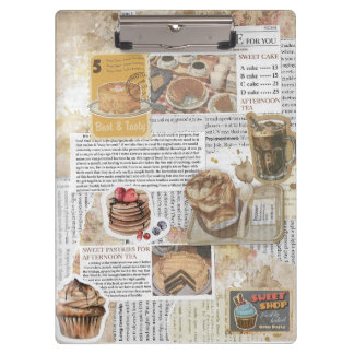 Cakes & Coffee Vintage Ephemera Decoupage Clipboard