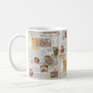 Cakes & Coffee Vintage Ephemera Decoupage Coffee Mug
