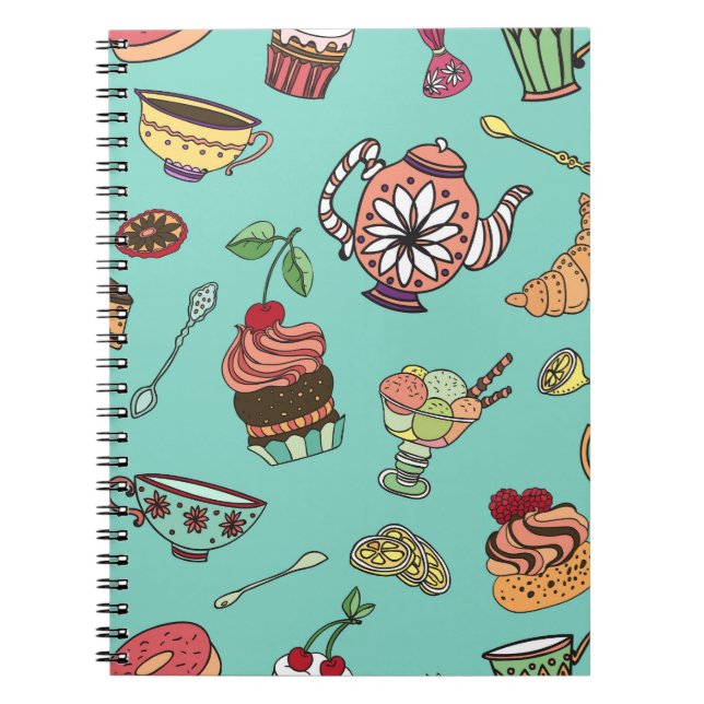 Cakes Confections: Vintage Seamless Pattern Notebook (Front)