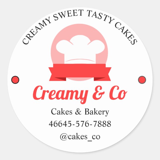 Cakes Custom Bakery Label Sticker (Front)