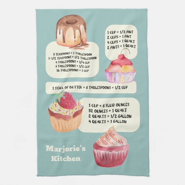 Cakes Kitchen Wisdom Conversions Personalized Kitchen Towel (Vertical)