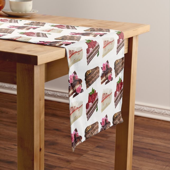 Cakes Lovers Desserts Pattern Quirky Short Table Runner (In Situ)