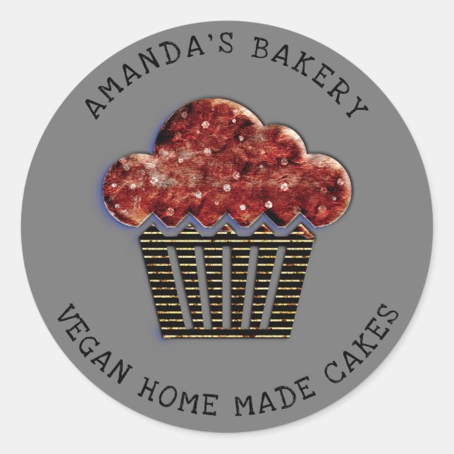 Cakes Sweet Cupcake Home Vegan Bakery Muffin  Classic Round Sticker (Front)