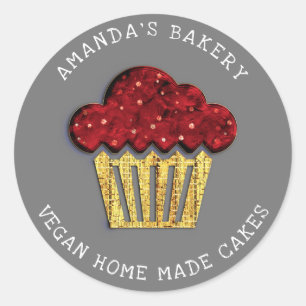 Cakes Sweet Homemade Vegan Bakery Muffins Gold Classic Round Sticker