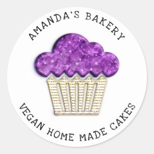 Cakes Sweet Homemade Vegan Bakery Muffins Purple Classic Round Sticker