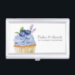 Cakes & Sweets Cupcake Bakery Pastry Chef Business Business Card Holder<br><div class="desc">A cute cupcake with purple frosting and blueberries on top decorates this bakery business card case. Personalize it with your name and business name. Designed for you by Blackberry Boulevard.</div>