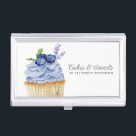 Cakes & Sweets Cupcake Bakery Pastry Chef Business Business Card Holder<br><div class="desc">A cute cupcake with purple frosting and blueberries on top decorates this bakery business card case. Personalize it with your name and business name. Designed for you by Blackberry Boulevard.</div>
