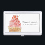 Cakes & Sweets Cupcake Bakery Pastry Chef Business Business Card Holder<br><div class="desc">A cute strawberry cupcake with pink frosting decorates this bakery business card case. Personalize it with your name and business information. Designed for you by Blackberry Boulevard.</div>