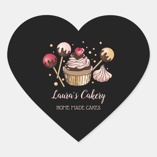 Cakes & Sweets Cupcake Home Bakery Dripping Gold Heart Sticker (Front)